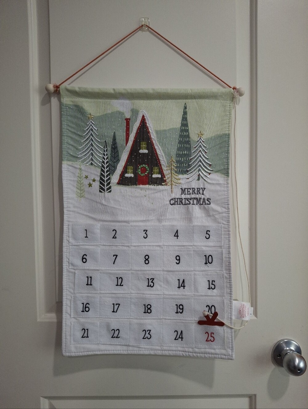 Wondershop Green and White Christmas Advent Calendar Wall Hanging